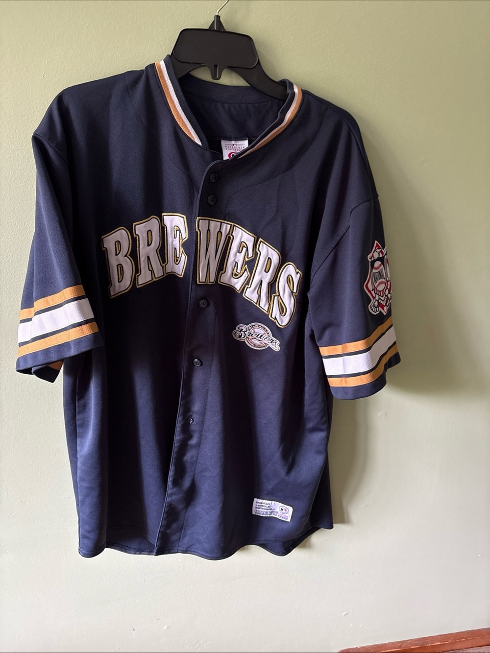 True Fan MLB Milwaukee Brewers Stitched Jersey Sz XL Fielder #28 Embroidered